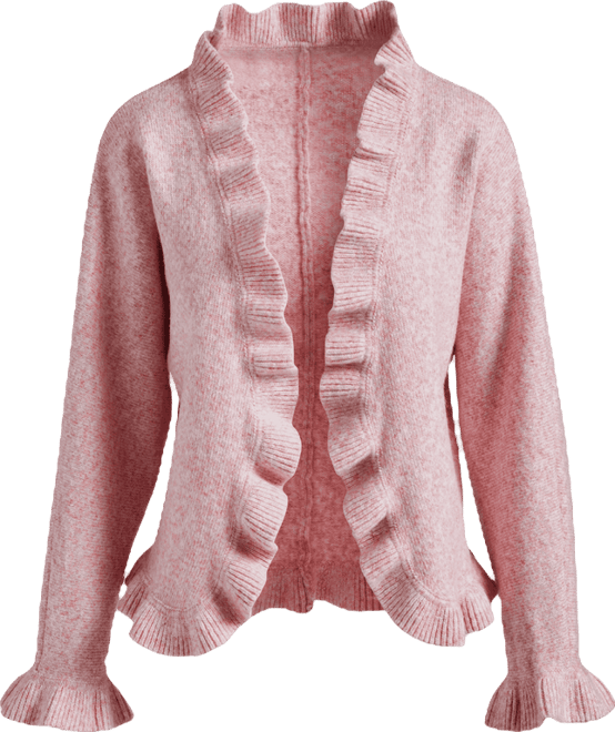 Relaxed Ruffle Open Front Cardigan - Blushing Pink | Boston Proper