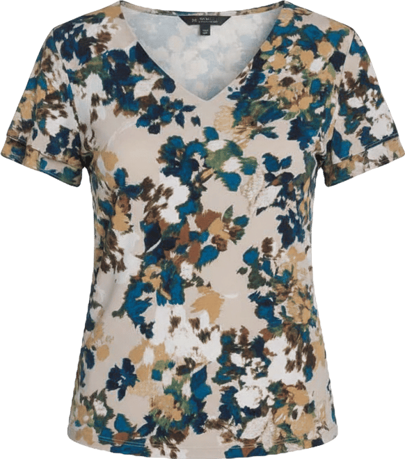 Women's Printed Flutter-Sleeve V-Neck Top