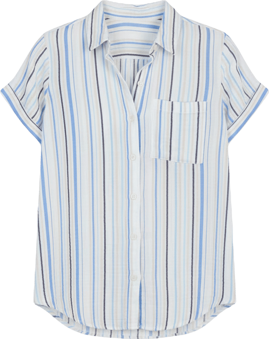 Petite Cotton Striped Camp Shirt, Macy's Exclusive