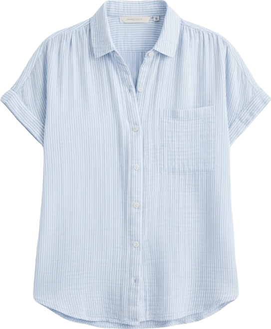 Petite Cotton Striped Camp Shirt, Macy's Exclusive