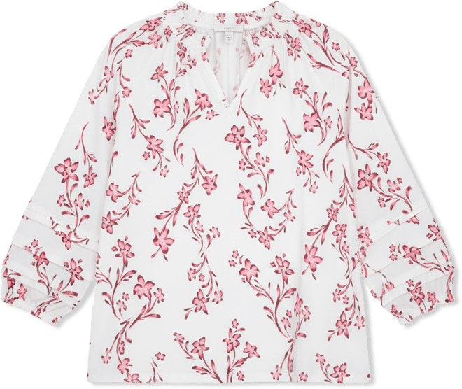Petite Smock-Neck Floral-Print Blouse, Macy's Exclusive
