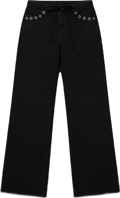 Womens Grommet Tie Waist Low Rise Jeans