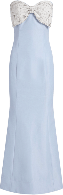 City Studios Juniors' Beaded Bow Top Satin Strapless Long Mermaid Dress  with Horsehem, Created for Macy's - Macy's
