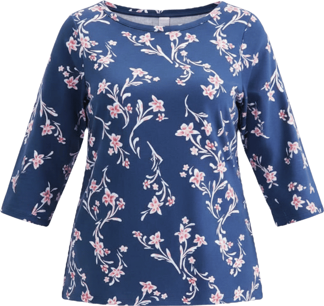 Plus Size Cotton Boat-Neck Top, Macy's Exclusive