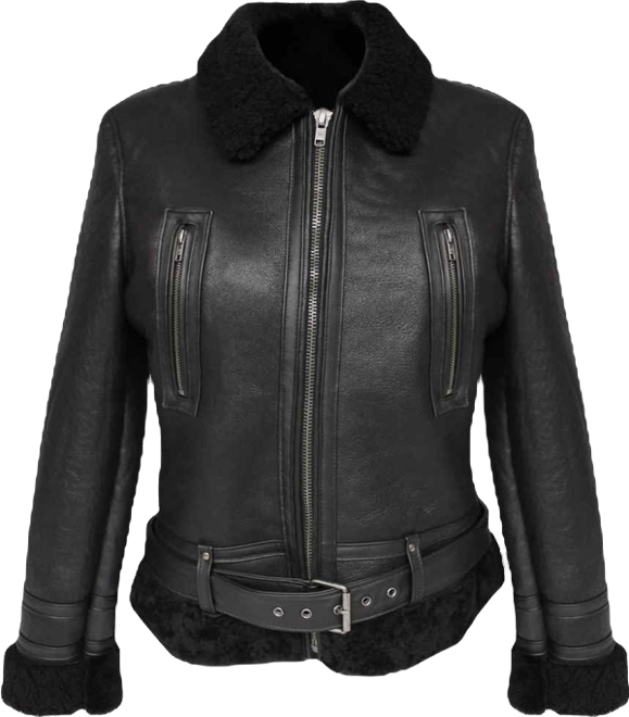 Women's Nappa Leather Jacket with Faux Shearling Lining