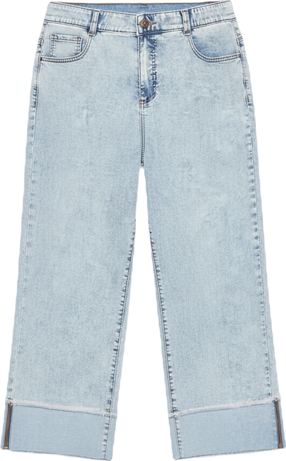 Plus Size Comfort Waist Wide Leg Cropped Jeans