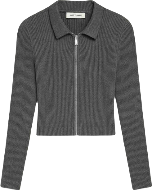 Women's Zip-Front Ribbed Knit Top