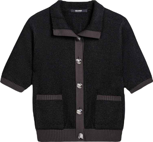 Women's Contrast-Trim Short-Sleeve Cardigan