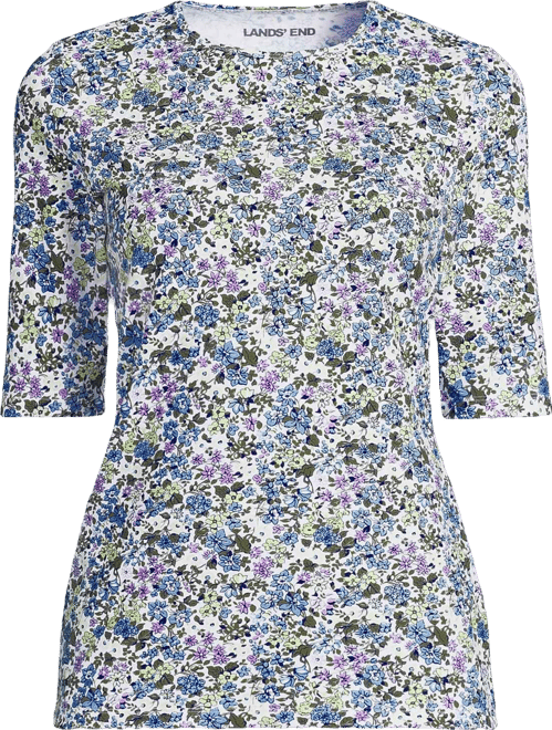 Women's Plus Size Elbow Sleeve Crewneck Garden Tee