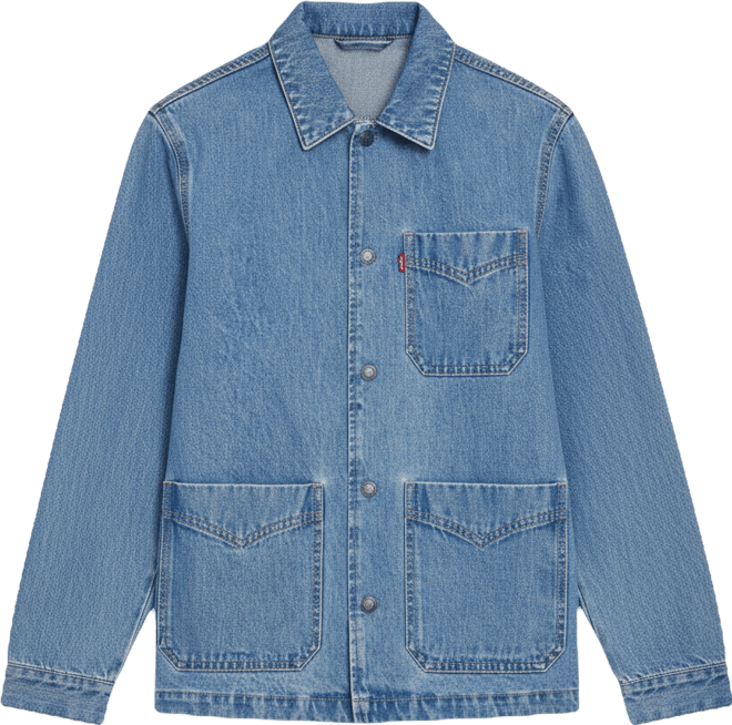 Men's Three-Pocket Zippered Chore Denim Jacket