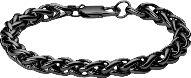 Men's Stainless Steel Black Plated Wheat Chain Bracelet