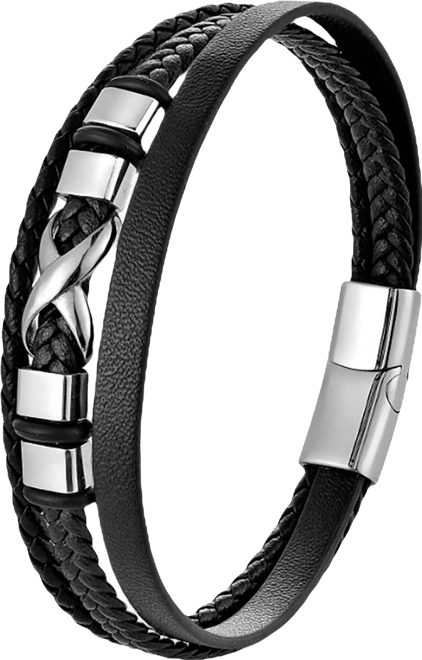 Men's Stainless Steel & Corvian Leather Bracelet