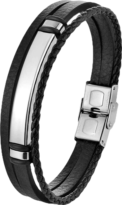 Men's Corvian Leather & Stainless Steel Bracelet