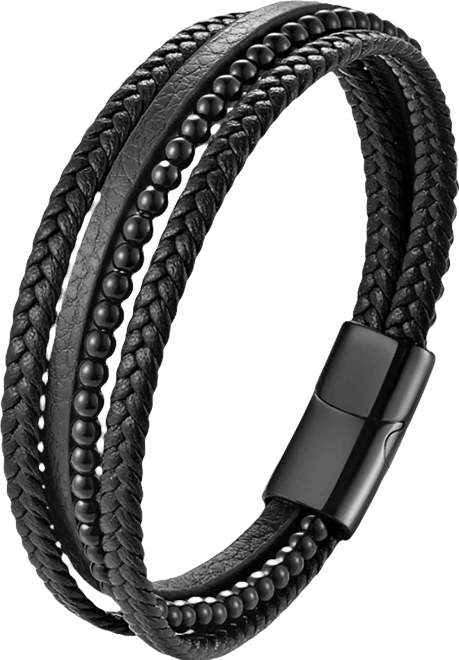 Men's Dominus Leather & Stainless Steel Bracelet