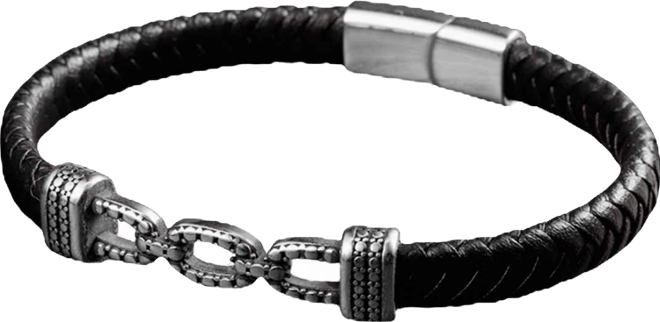 Men's Ferum Leather & Stainless Steel Bracelet