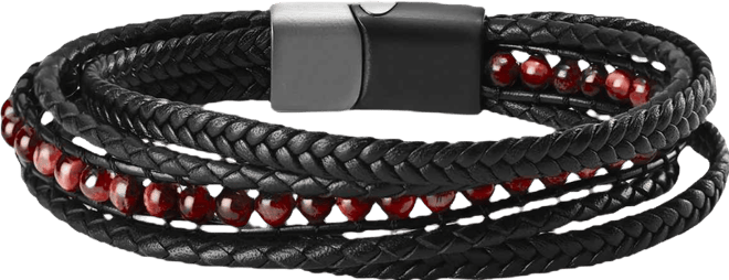 Men's Vero Leather Bracelet in Stainless Steel