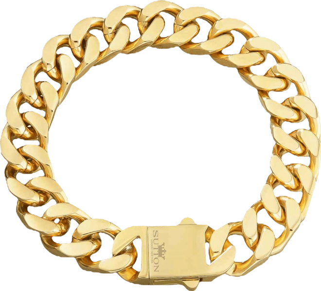 Men's Stainless Steel Cuban Chain Bracelet in 18k Gold Plated