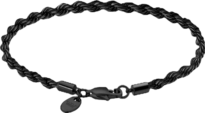 Men's Stainless Steel Black Plated Twisted Rope Chain Bracelet