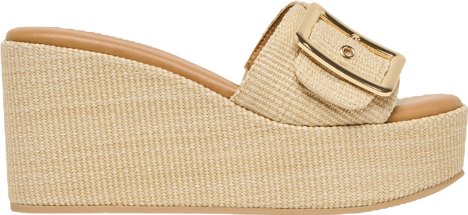 Dolce Vita Women's Jilian Raffia Buckle Platform Slide Wedge