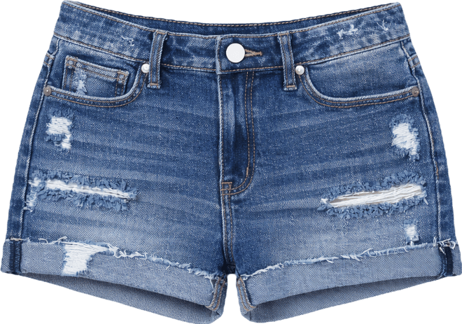 Juniors' Destructed Denim Shorts