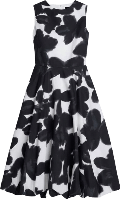 Women's Bubble Hem Crewneck Midi Dress