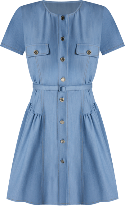 Women's Collared Neck Mini Denim Dress