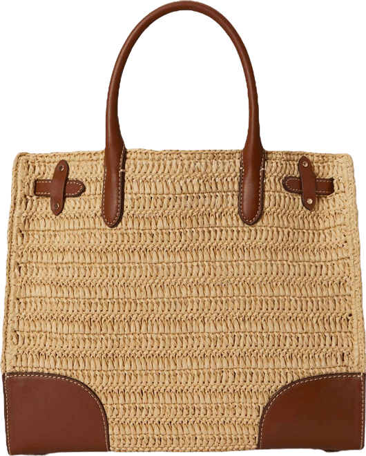 Woven Straw Medium Devyn Tote Bag
