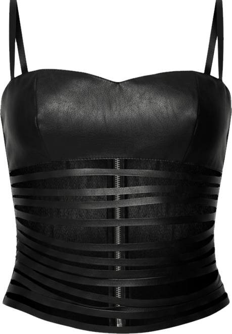 Women's Nia Cutout Shredded Faux Leather Top