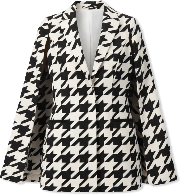 Women's Mega Houndstooth Trench Coat with Cape