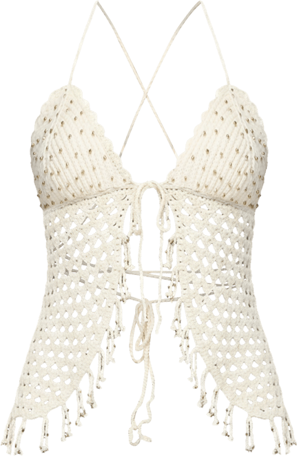 Women's Maggie Bead Split Front Backless Crochet Top