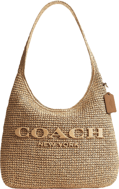coach 夏用バッグ COACH Brooklyn 34 Straw Shoulder Bag | Dillard's