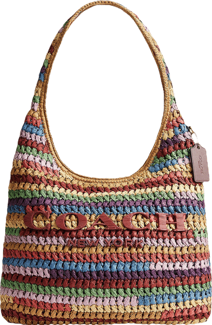 バッグ COACH Straw Bag Turn Lock Multi Stripe COACH Brooklyn 34 Multi Stripe Straw Shoulder Bag | Dillard's