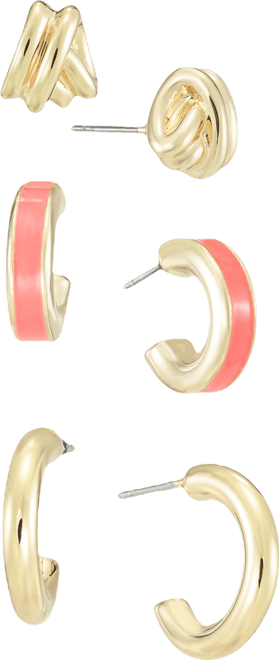 3-Pc. Set Knot Stud & Hoop Earrings, Macy's Exclusive