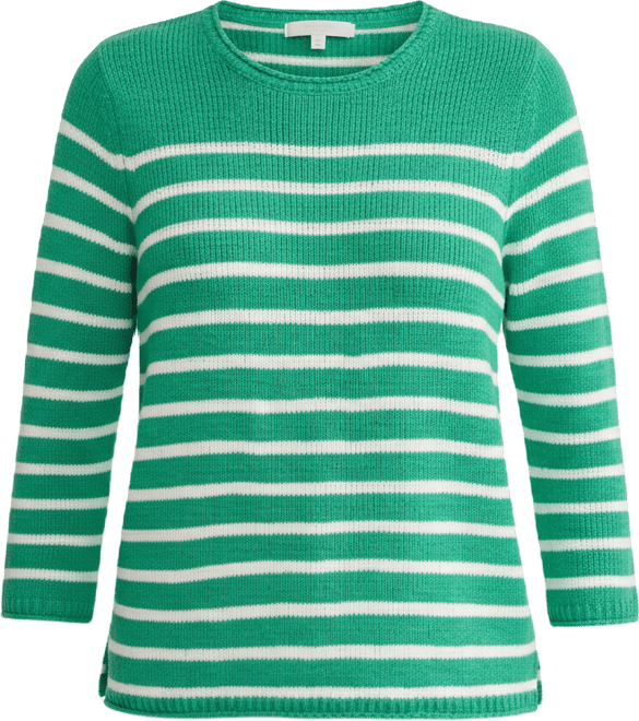 Petite Striped Open Crewneck Sweater