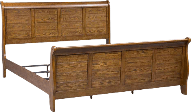 Grandpas Cabin King Sleigh Bed in Aged Oak