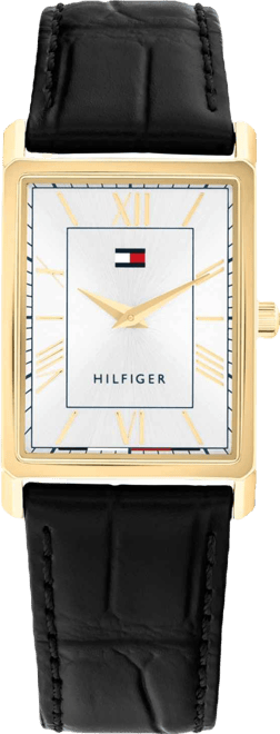 Men's Quartz Black Leather Watch, 25.5 mm