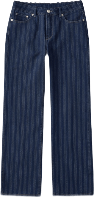 Womens Lace Trim Striped Low Rise Jeans