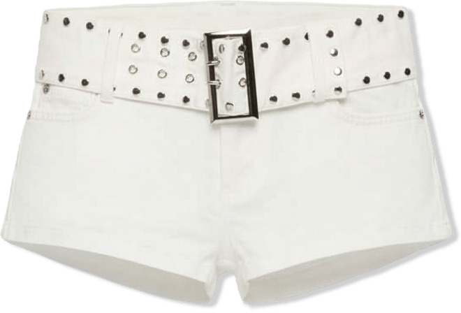Women's Studded Belt Denim Micro Shorts