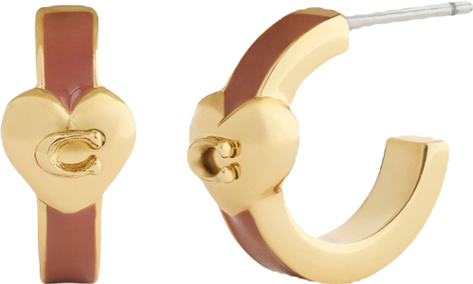 Gold Signature C Heart Huggie Earrings