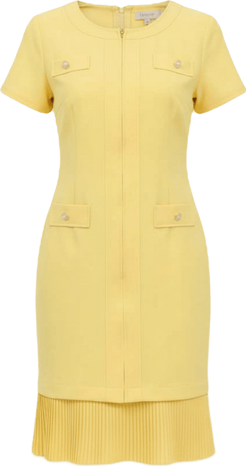 Petite Short Sleeve Pleat Hem Dress