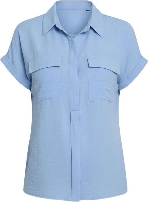 Petite Short Sleeve Roll Cuff Blouse