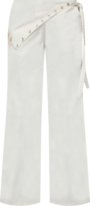 Women's Button Foldover Low Rise Baggy Jeans