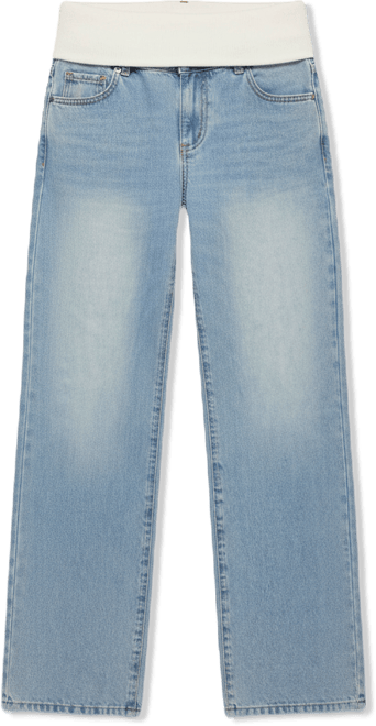 Women's Knit Foldover Low Rise Baggy Jeans