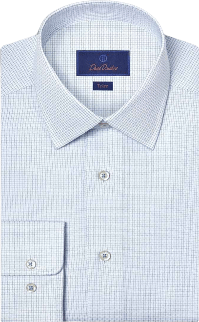 david donahue trim fit dress shirts David Donahue Dress Shirt-Trim Fit-White/Blue Bone 16 32/33 main image 1