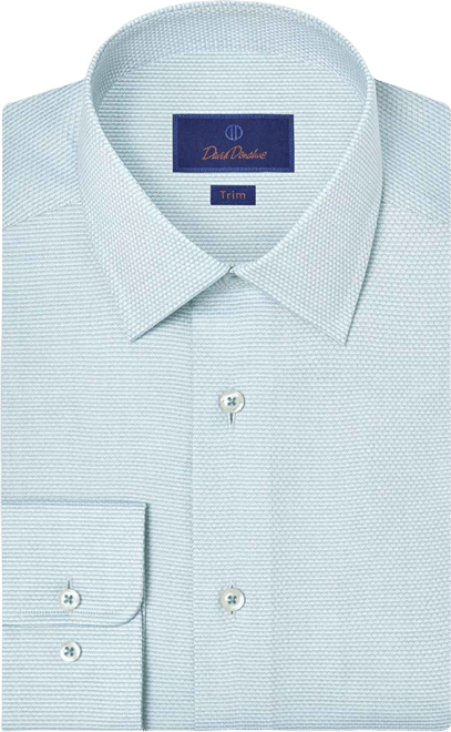 David Donahue Seafoam Micro Dobby Dress Shirt 15.5x34/35