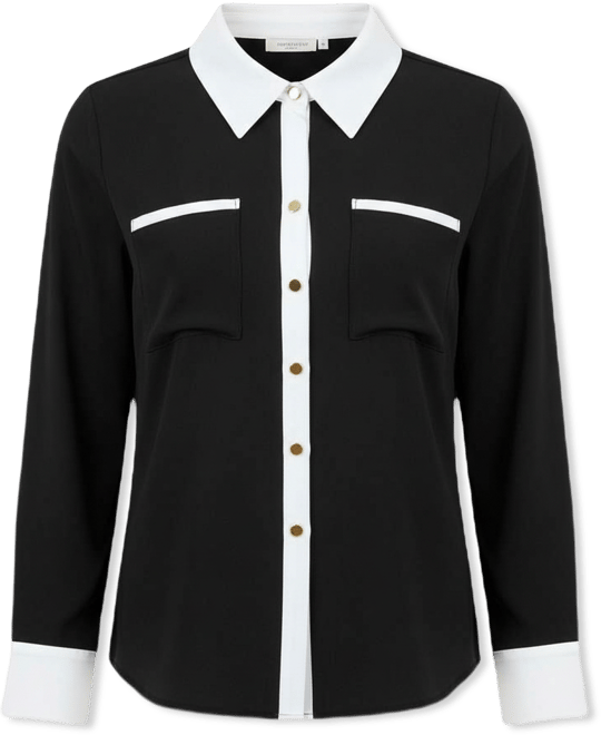 Women's Plus Size Combo Collared Long Sleeve Shirt