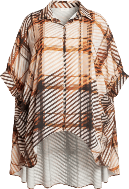 Women's Plus Size Geometric Print Flowy Hi-lo Blouse