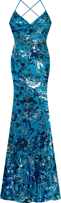 Juniors' Sequin V-Neck Gown