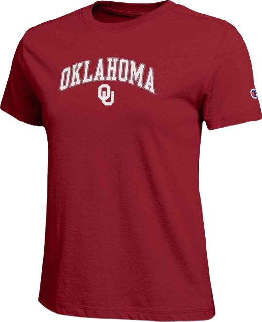 Women's Crimson Oklahoma Sooners Arched Over Logo T-Shirt