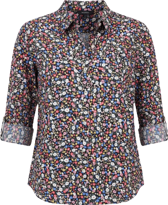 Nautica Women's Patterned Roll-Tab Shirt
